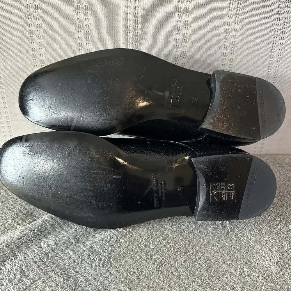 GIORGIO ARMANI Size 8 Black Solid Leather Lace Up Shoes
